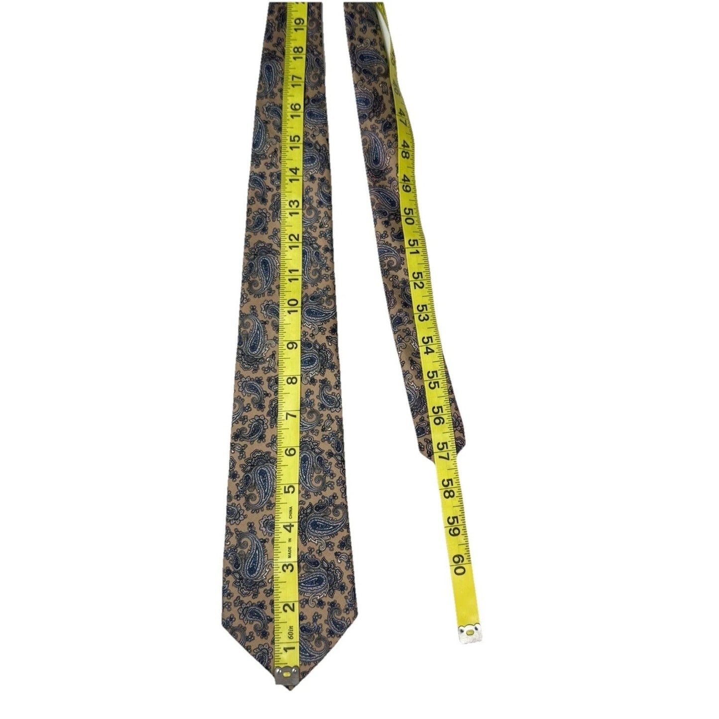 Christopher Hayes 100% Silk Paisley Mens Necktie Tie Blue Beige Italy EUC